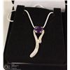 Image 1 : 81-GENUINE AMETHYST&CZ.925 STERLING SILVER PENDANT