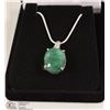 Image 1 : 68-NATURAL EMERALD&CZ .925 STERLING SILVER PENDANT