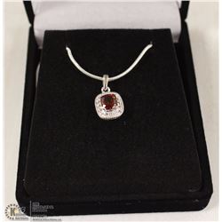 110-GENUINE GARNET CZ .925 STERLING SILVER PENDANT