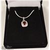 Image 1 : 110-GENUINE GARNET CZ .925 STERLING SILVER PENDANT