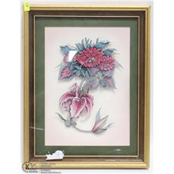 FRAMED MATTED 3D FLOWER PICTURE BY N. EMERZIAN