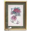 Image 1 : FRAMED MATTED 3D FLOWER PICTURE BY N. EMERZIAN