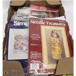 FLAT OF ASSORTED CROSSTITCH KITS AND MATERIALS