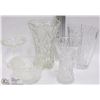 Image 1 : BOX W/ 1 PINWHEEL CRYSTAL VASE & 2 CUT GLASS VASES