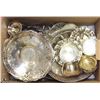 Image 1 : BOX W/ 20 PCS OF SILVERWARE PLATES, SAUCERS & MORE