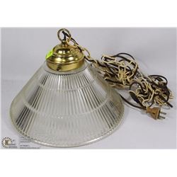 VINTAGE GLASS SWAG HANGING LAMP