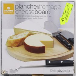 NEW STOKES 4 PIECE CHEESE BOARD AND KNIFE SET