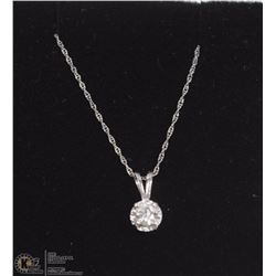 14KT WHITE GOLD CHAIN AND DIAMOND PENDANT WITH COA