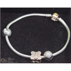AUTHENTIC STERLING SILVER PANDORA BRACELET WITH