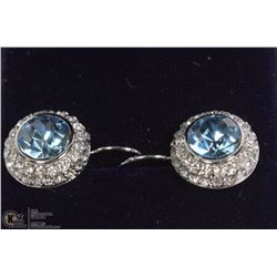 BLUE GEMSTONE AND DIAMOND EARRINGS CLIP ON