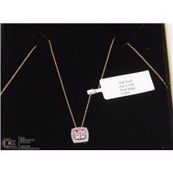 10KT ROSE GOLD DIAMOND AND PINK SAPPHIRE NECKLACE
