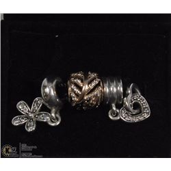3 AUTHENTIC PANDORA CHARMS ONE IS SS ROSE GOLD,