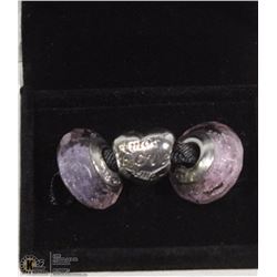 3 AUTHENTIC PANDORA CHARMS WITH 2 FACETED MURANO