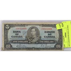 1937 CANADIAN $5 DOLLAR BILL