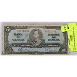 1937 CANADIAN $5 DOLLAR BILL