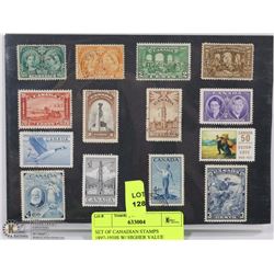 SET OF CANADIAN STAMPS 1897-1950S W/ HIGHER VALUE