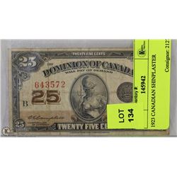 1923 CANADIAN SHINPLASTER