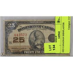 1923 CANADIAN SHINPLASTER