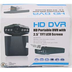 NEW HD DVR DASH CAM WITH LCD SCREEN AND ADAPTER.