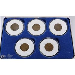 US 5PC INDIAN HEAD PENNY SET EARLY 1900'S