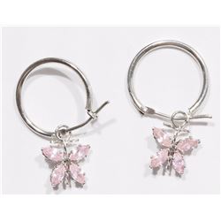 #3-14K WHITE GOLD PINK CUBIC ZIRCONIA BUTTERFLY