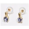Image 2 : #6-14K YELLOW GOLD TANZANITE EARRINGS
