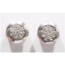 #8-STERLING SILVER 9 DIAMOND (0.15CT) EARRINGS