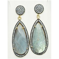 #14-STERLING SILVER GOLD-PLATED LABRADRODITE LARGE