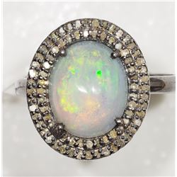 #18-STERLING SILVER MULTI-COLORED OPAL AND