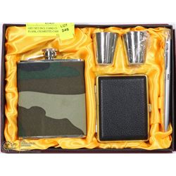 GIFT SET INCL CAMO COLORED FLASK, CIGARETTE CASE