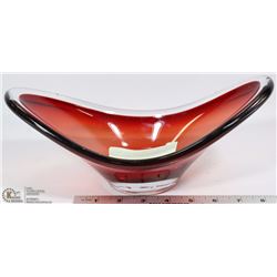 CRANBERRY ART GLASS DISH