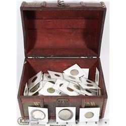 TREASURE CHEST OF WORLD COINS SOME SILVER