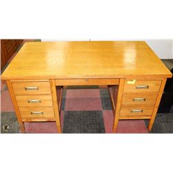 SOLID OAK DESK WITH 7 DRAWERS
