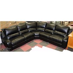 NEW BLACK LEATHERETTE ELECTRIC RECLINING SECTIONAL