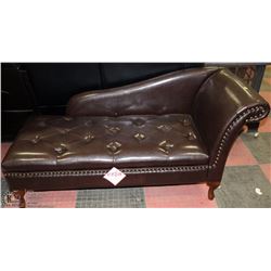 NEW BROWN LEATHERETTE STORAGE CHAISE LOUNGE CHAIR