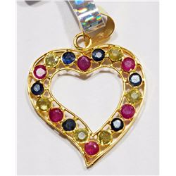 #27-18K YELLOW GOLD GREEN AND BLUE SAPPHIRE AND