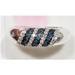 #28-STERLING SILVER 21 BLUE-GREEN DIAMONDS