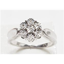 #37-STERLING SILVER 7 DIAMOND RING