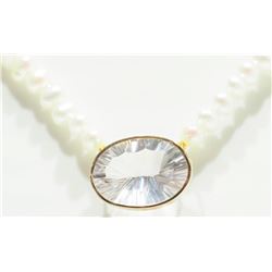 #38-14K YELLOW GOLD PINK QUARTZ HIGH LUSTER