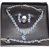 Image 1 : #39-STERLING SILVER 36 SAPPHIRE NECKLACE,