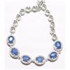 Image 3 : #39-STERLING SILVER 36 SAPPHIRE NECKLACE,