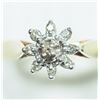 Image 1 : #44-10K YELLOW-WHITE GOLD 9 DIAMOND CLUSTER RING