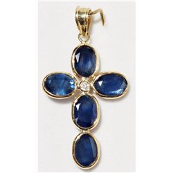 #45-14K YELLOW GOLD SAPPHIRE (4.15CT) AND DIAMOND