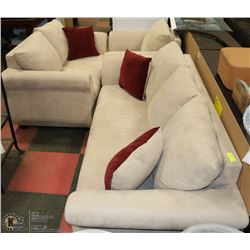 NEW BEIGE MICROFIBRE 78" SOFA WITH 57" LOVE SEAT