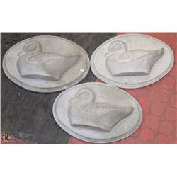 LOT OF 3 CONCRETE DUCK DECOY PLAQUES