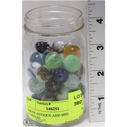 JAR OF ANTIQUE AND MID-CENTURY MARBLES