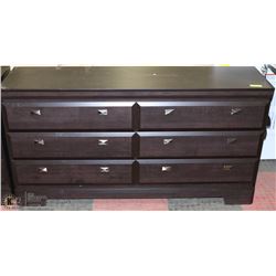 DARK BROWN 6-DRAWER WOOD DRESSER