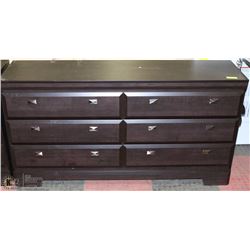 DARK BROWN 6-DRAWER WOOD DRESSER