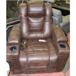 NEW DELUXE BROWN LEATHER ELECTRIC RECLINING