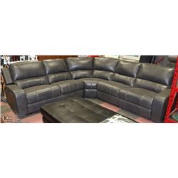 NEW GREY LEATHERETTE 97"X97"ELECTRIC RECLINING